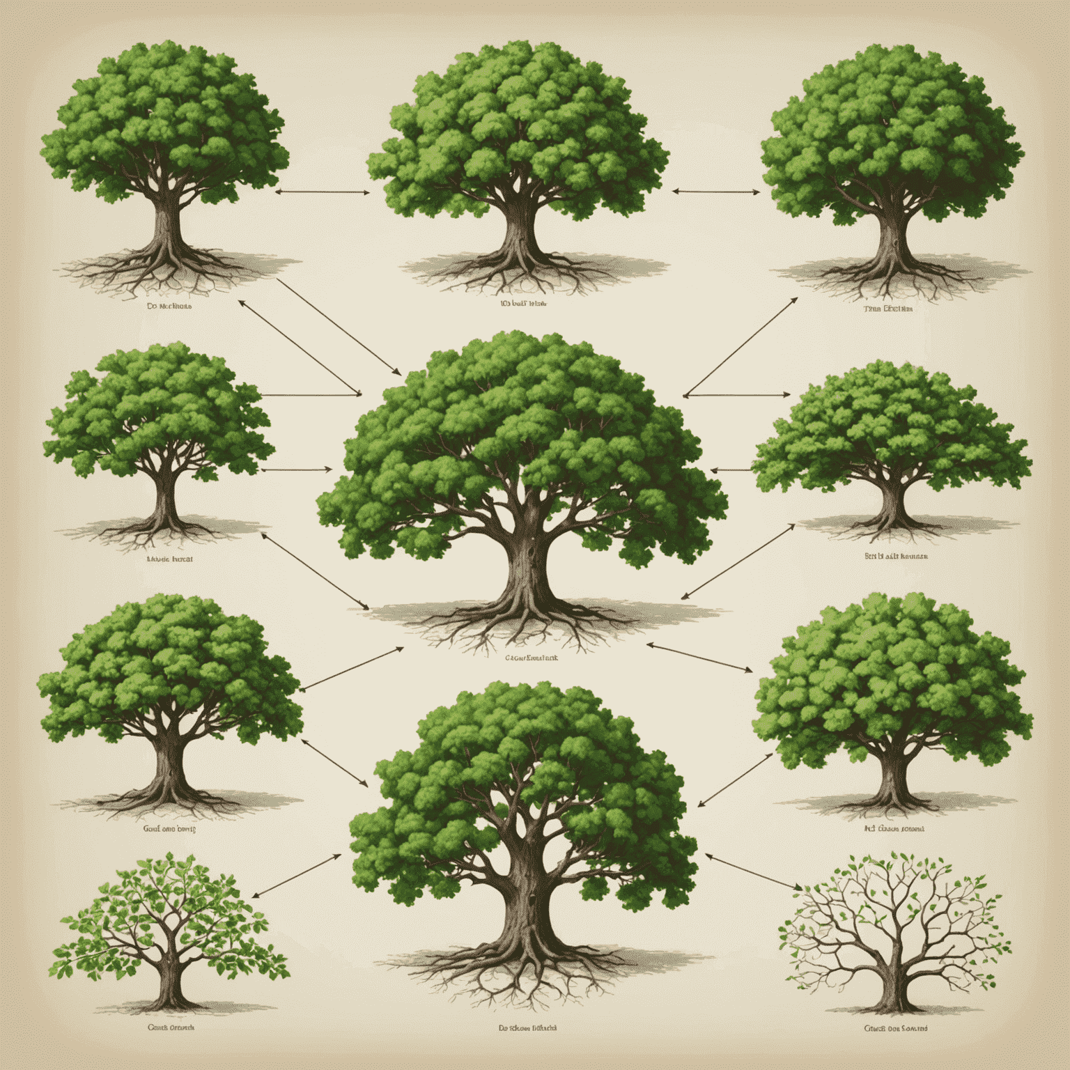 Diagrama visual de diferentes estructuras de datos como árboles, listas enlazadas y grafos, junto con pseudocódigo de algoritmos